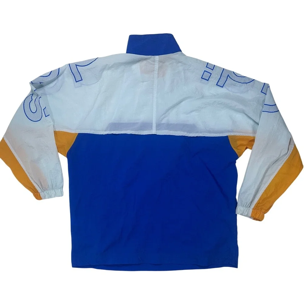 Vintage Adidas Colorblock Track Jacket Windbreaker‎ White Blue Orange Men's Med